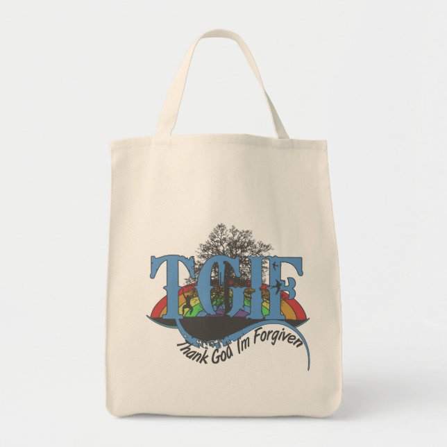 Bolsa Tote Obrigado Deus, sou perdoado pelo TGIF (Frente)