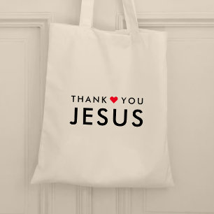 Bolsa Tote Obrigado Jesus   Coração de fé cristã moderna