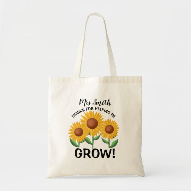 Bolsa Tote Obrigado por nos ajudar a cultivar o girassol amar (Frente)