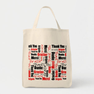 Bolsa Tote Obrigado preto vermelho você exprime a nuvem