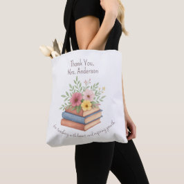 Bolsa Tote Obrigado Professora - Manuais e Flores de Aquarela