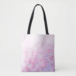 Bolsa Tote Obrigado sacola personalizada hortênsia rosa