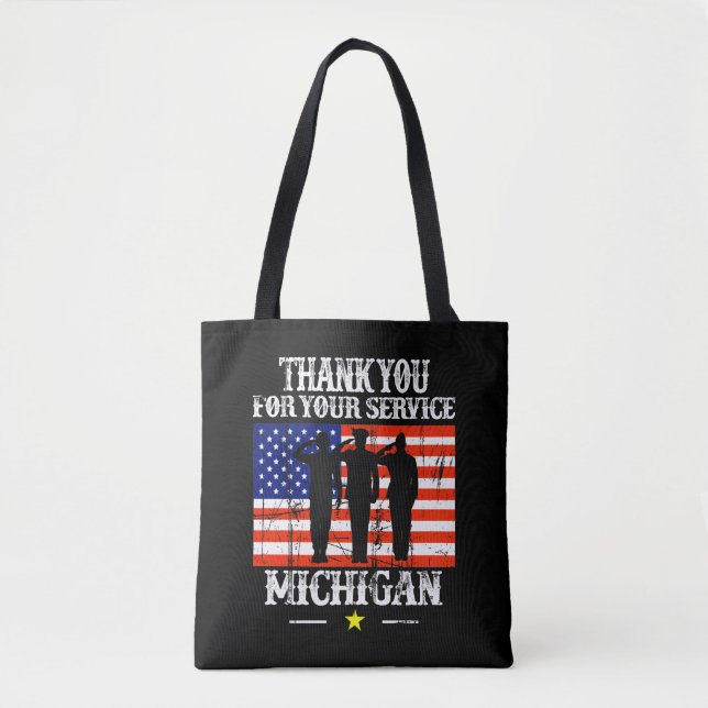 Bolsa Tote obrigado-te para o teu serviço em Michigan (Frente)