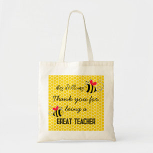 Bolsa Tote Obrigados de abelha de professora de excelente
