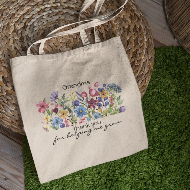Bolsa Tote Obrigados Para Me Ajudar A Crescer Floral Personal (Criador carregado)