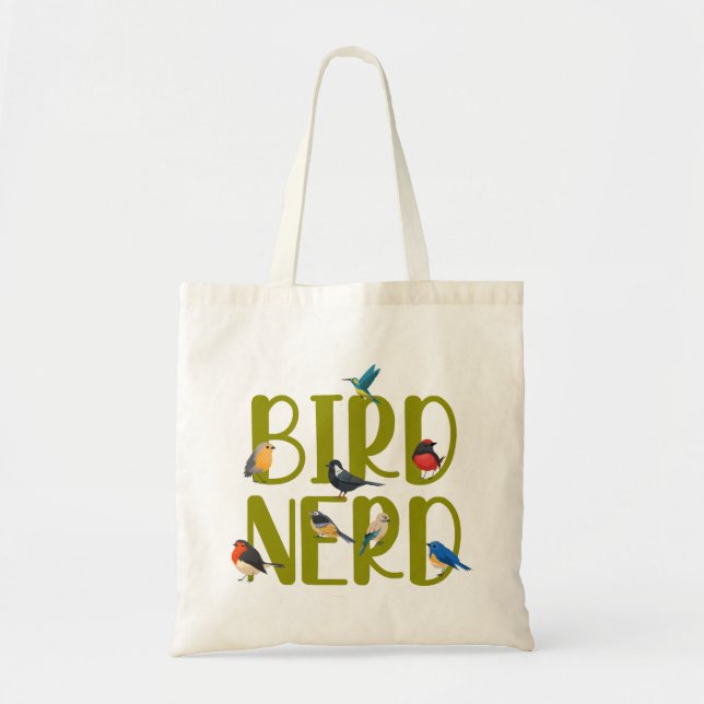 Bolsa Tote Observando o pássaro Nerd (Frente)