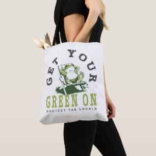 Bolsa Tote Obtenha Seu Verde Com Sapo Divertido De Modo Ecoló