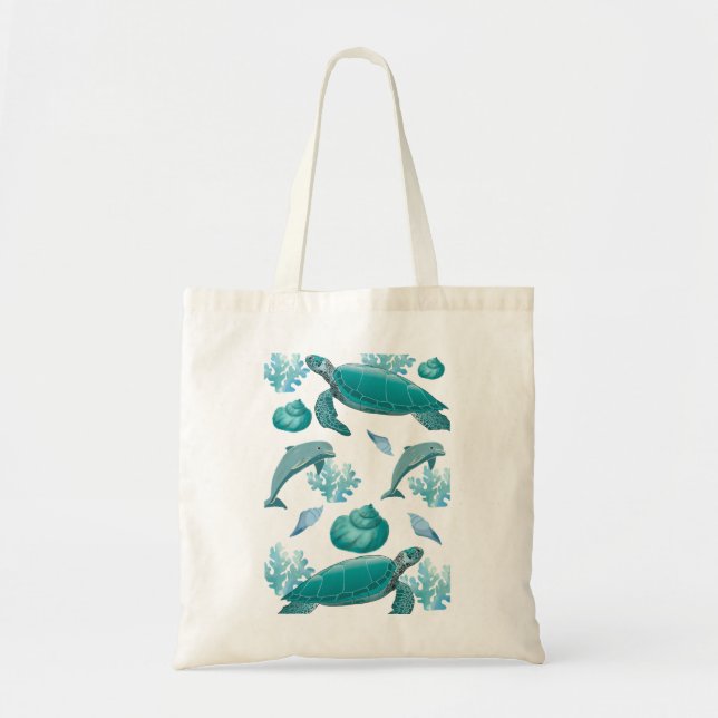 Bolsa Tote Ocean Breeze Tote | Beach & Dolphin Vibes 🏖️ (Frente)