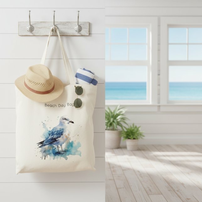 Bolsa Tote Ocean Breeze: Watercolor Seagull (Criador carregado)