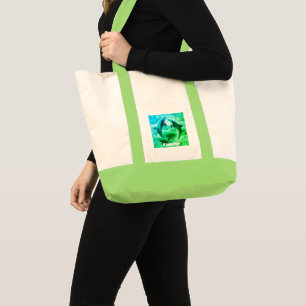 Bolsa Tote Oceano de golfinhos azul e verde monograma