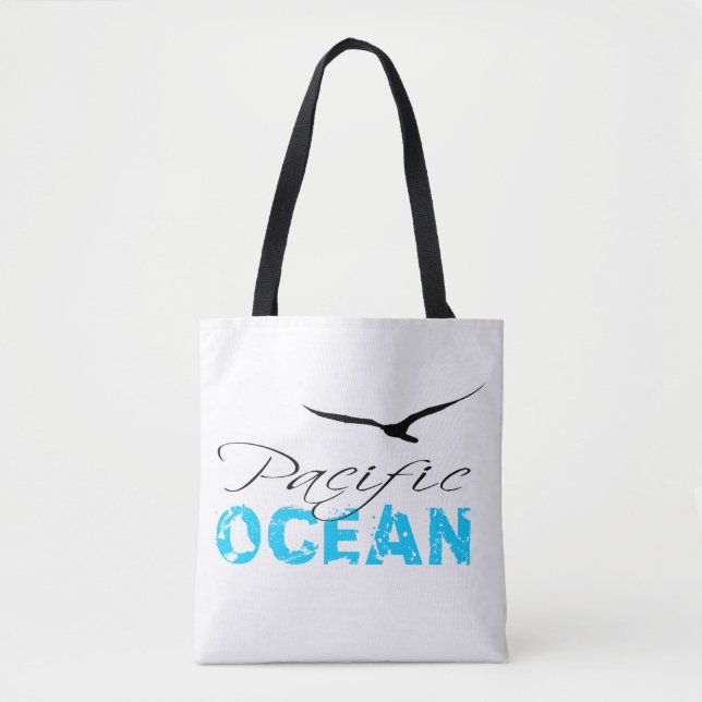 Bolsa Tote Oceano Pacífico Branco Personalizável (Frente)