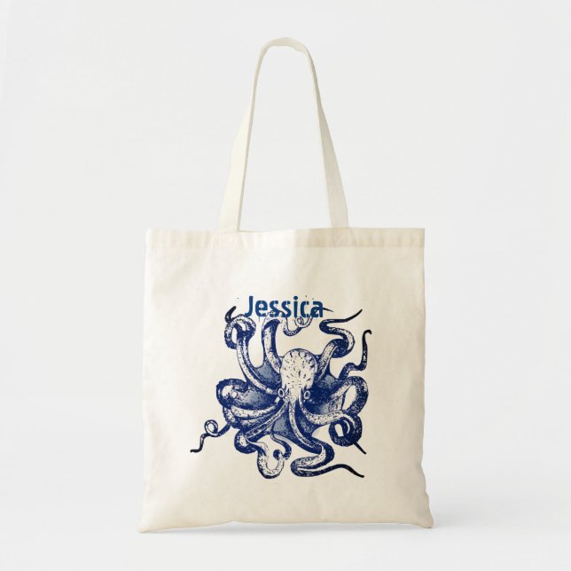 Bolsa Tote Octopus azul (Frente)