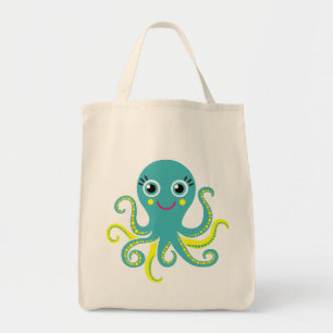 Bolsa Tote Octopus azul e amarelo