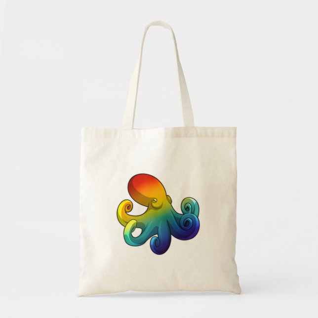 Bolsa Tote Octopus com arco-íris (Frente)