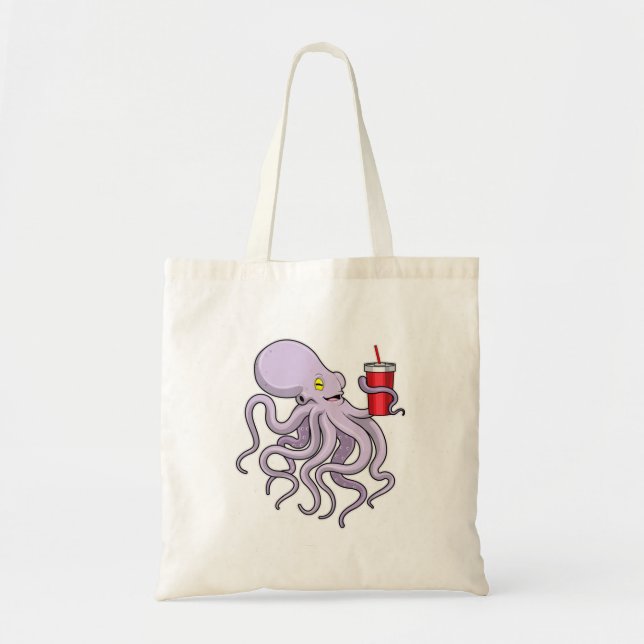 Bolsa Tote Octopus com caneta de Bebendo (Frente)