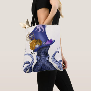 Bolsa Tote Octopus com chapéu náutico