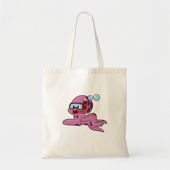 Bolsa Tote Octopus como mergulhador com Snorkel (Frente)