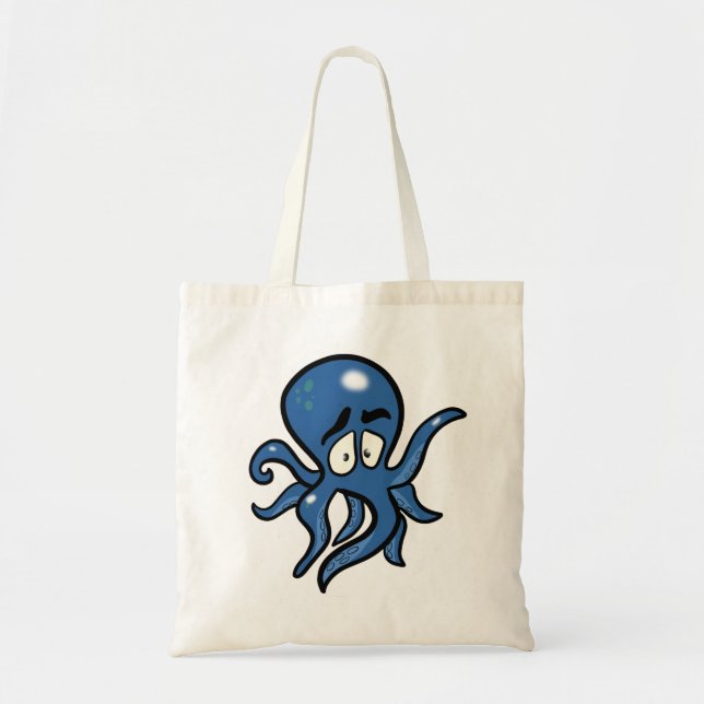Bolsa Tote Octopus de desenho azul (Frente)
