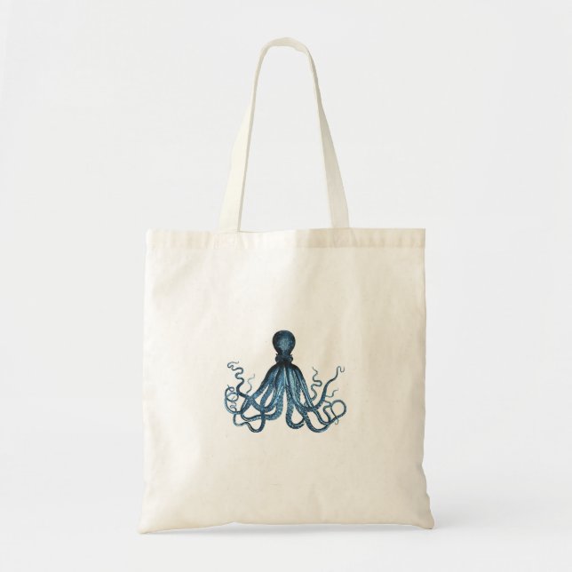 Bolsa Tote Octopus kraken litoral azul de praia (Frente)