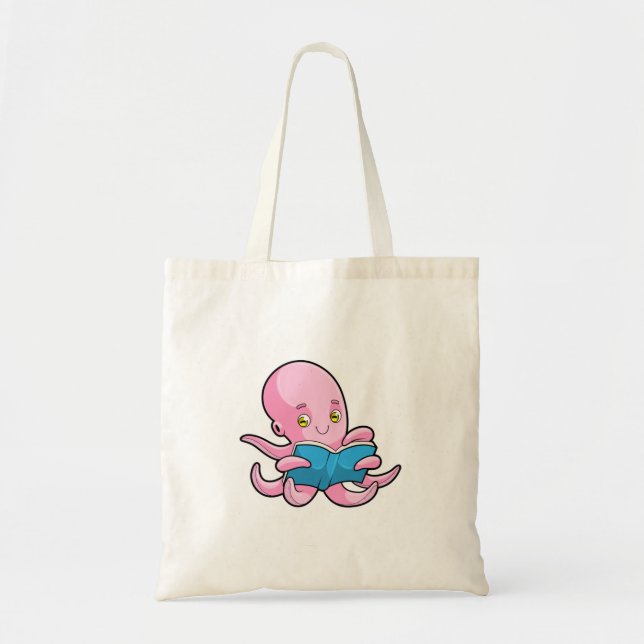 Bolsa Tote Octopus na leitura de um livro (Frente)