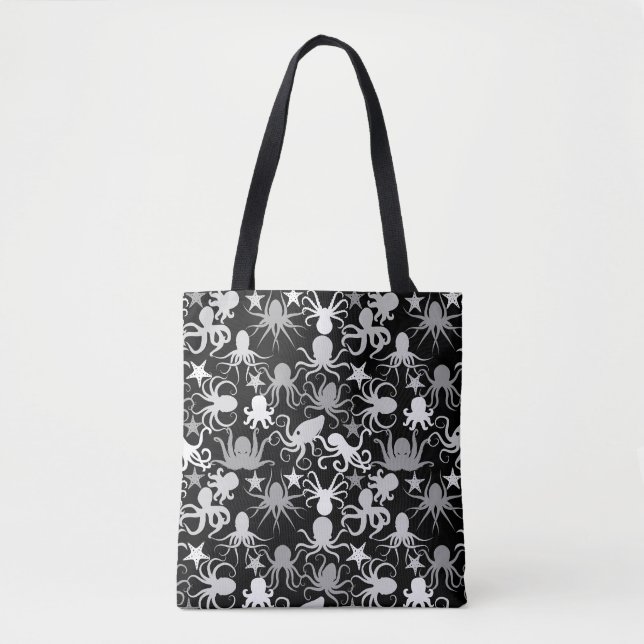Bolsa Tote Octopus Padrão.b Preto BG (Frente)