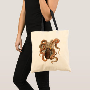 Bolsa Tote Octopus Vulgaris, Animais de Vida Marinha Vintage