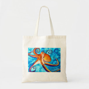 Bolsa Tote Octopus watercolor sob a arte do mar
