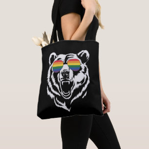 Bolsa Tote Óculos de sol arco-íris LGBTQ Bear Gay Bandeira do