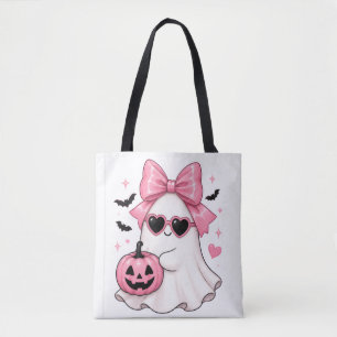 Bolsa Tote Óculos de Sol Coração Fantasma com Laço Rosa