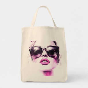 Bolsa Tote Óculos de Sol Femininos Rosa Chic Pintura Água