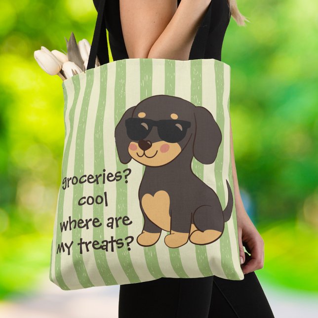 Bolsa Tote Óculos de sol legais para Dachshund com listra ver (Criador carregado)