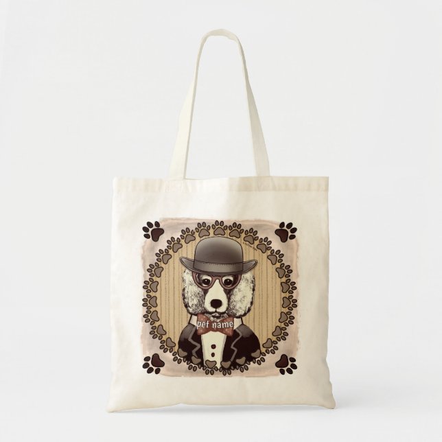 Bolsa Tote Óculos de visto de Poodle Branco (Frente)