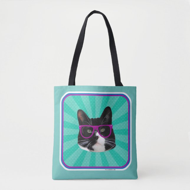 Bolsa Tote Óculos Engraçados Tuxedo Cat Foto épica (Frente)