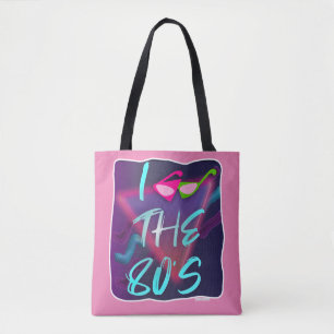 Bolsa Tote Óculos Nova Onda Estilo Anos Oitenta Slogan de Amo