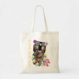 Bolsa Tote Óculos solares Flores do Retriever do ouro