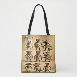 Bolsa Tote Odd Friends – Sacola de Família de Criaturas Check