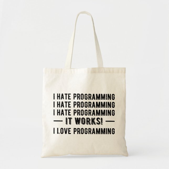 Bolsa Tote Odeio Programação - Programador Engraçado II (Frente)