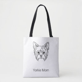 Bolsa Tote odern Yorkie Face Line Art  | Personalized Name