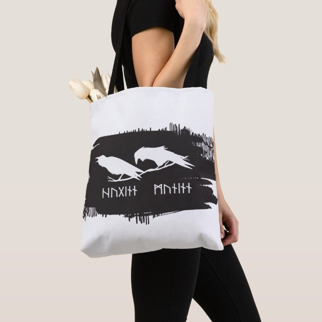 Bolsa Tote Odin Corvo Coruja Mitologia Viking runas rúnico (Close Up)