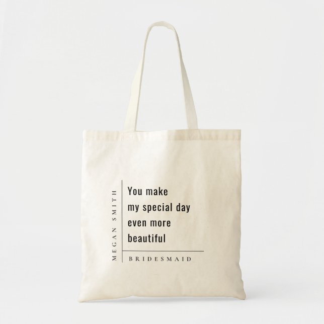 Bolsa Tote Oferta de Bridesmaid Mínima Moderna (Frente)