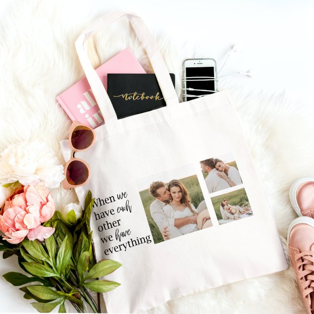 Bolsa Tote Oferta de Casal Romântico de Foto de Colagem Moder (Criador carregado)