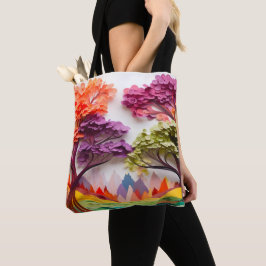 Bolsa Tote Oferta de Paisagem de Árvore Multicoloração de Cam