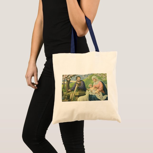 Bolsa Tote Oficina de José com Maria e Menino Jesus (Frente (produto))