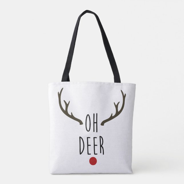 Bolsa Tote OH DEER Rena de Natal Festa de Natal Festivo (Verso)