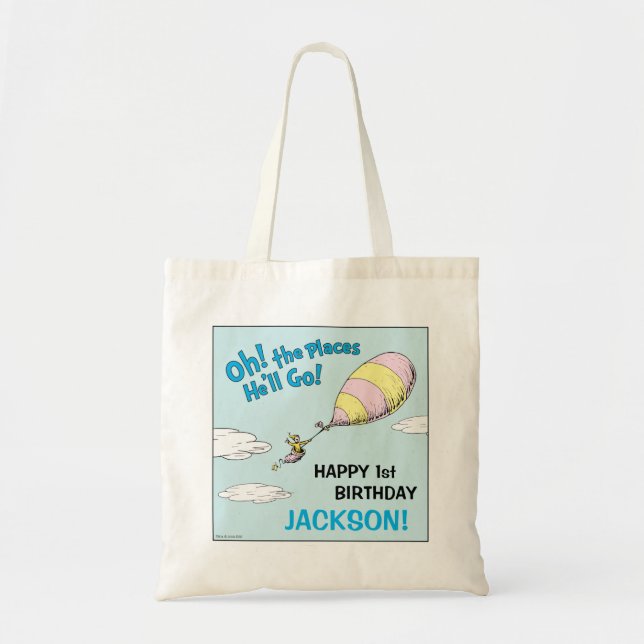 Bolsa Tote Oh, Os Lugares Que Ele Irá! - Primeiro Aniversário (Frente)
