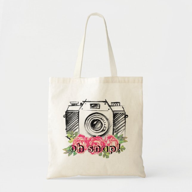 Bolsa Tote Oh Snap! Peônias de aquarela (Frente)
