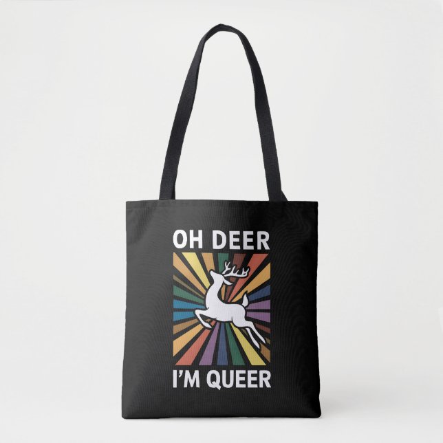 Bolsa Tote Oh veado Eu sou Rainbow LGBT Gay do Orgulho LGBT (Frente)