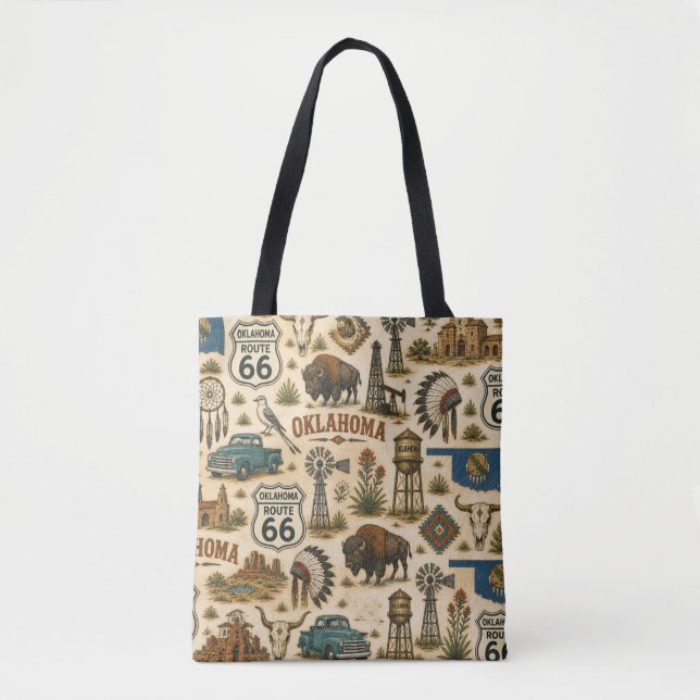 Bolsa Tote Oklahoma Route 66 Carrinho de Praia (Frente)