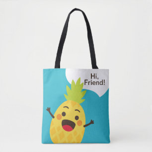 Bolsa Tote Olá Amigos! Ilustração do abacaxi