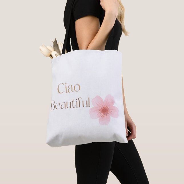 Bolsa Tote Olá Bela, Elegante Presente Floral (Close Up)